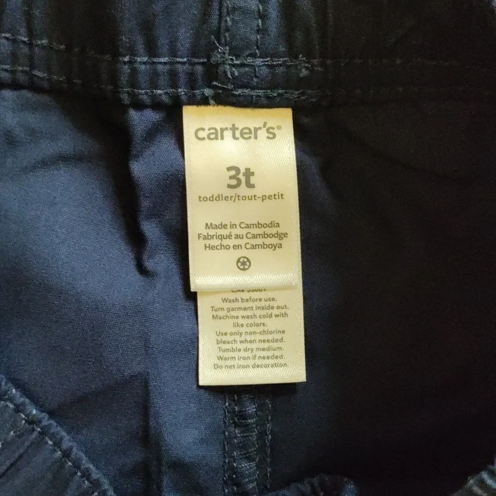 Carters Shorts 3T Navy Blue Cotton Elastic Waist Pull On Shorts Easter Spring
